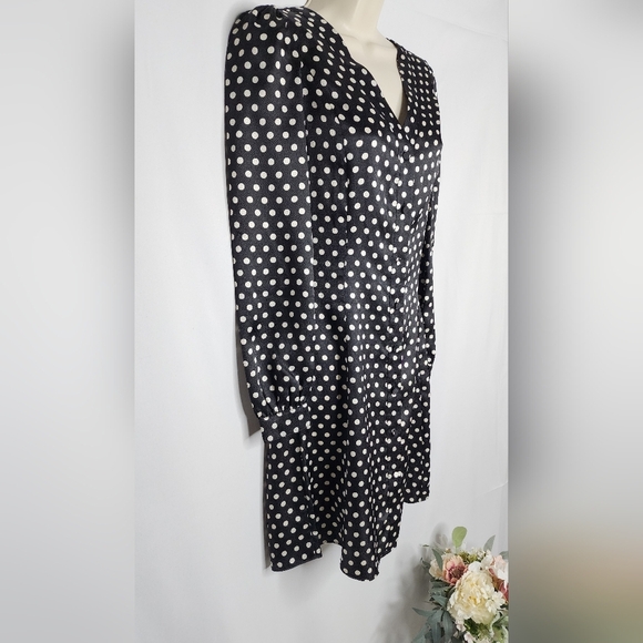 Michael Kors Black and White Polka Dot Dress/Shirtdress XXS (FAST SHIPPING) - Picture 3 of 8